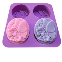 new flower silicone soap mould 4 holes butterfly fondant soap jelly pudding cake decorating tools baking pans