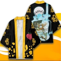 new anime one piece trafalgar d water law cosplay costumes kimono trafalgar law haori devil fruit jacket cardigan cloak bathrobe