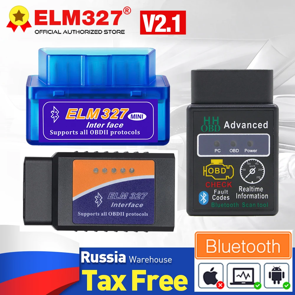 Автомобильный диагностический сканер ELM327 V2.1 mini ELM 327 с Bluetooth-совместимым OBD2 CAN BUS