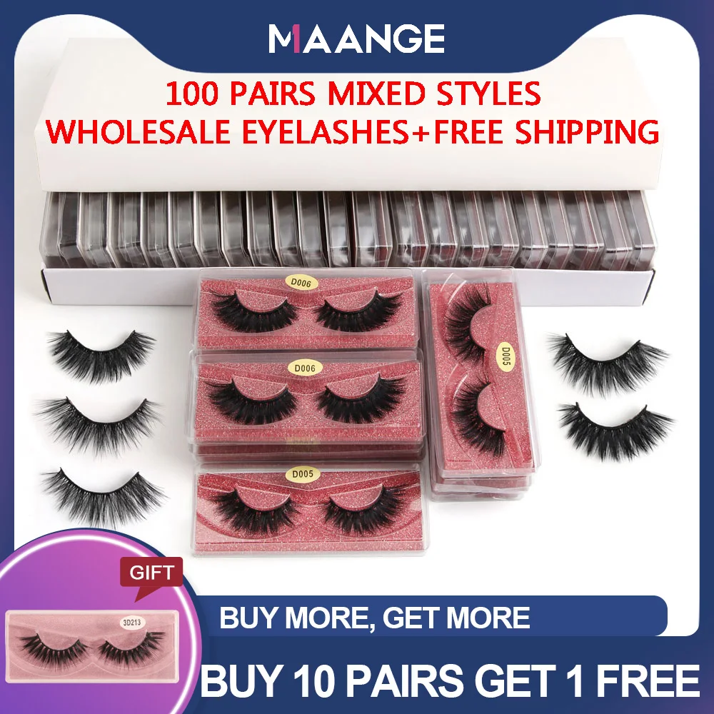 

MAANGE оптoвaя прoдaжa 5/10/20 Вт, 30 Вт, 40/50/100 пар норковые накладные ресницы, эффектный макияж объем 3D Искусственные ресницы оптом Maquiagem