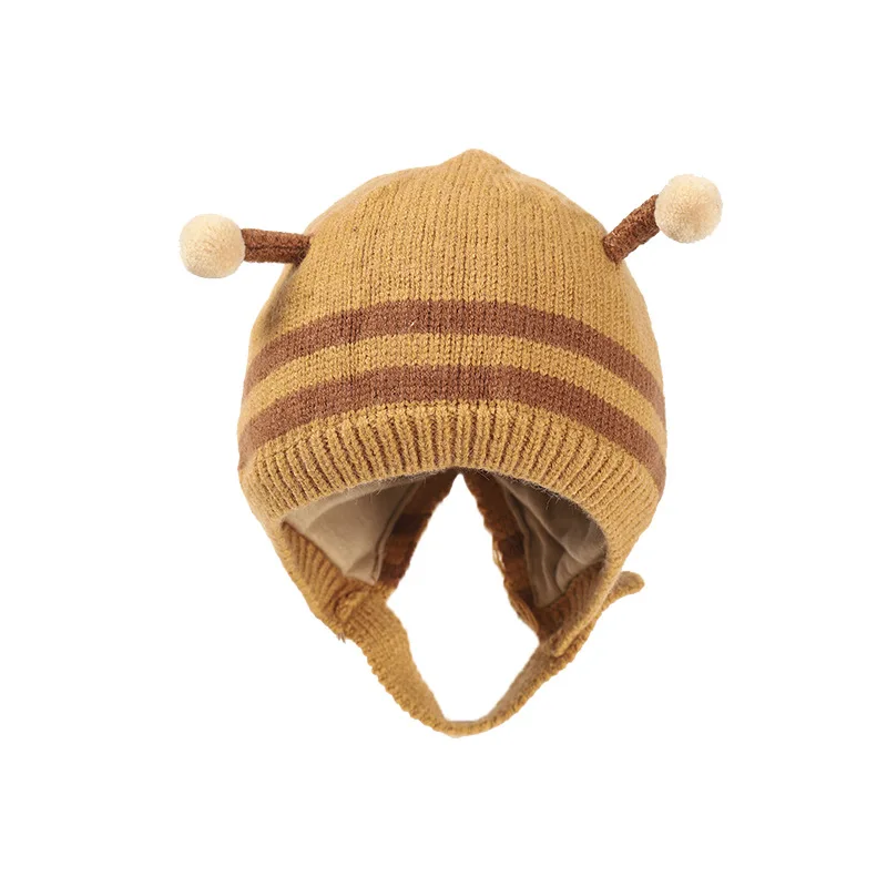

Winter Cute Little Bee Newborn Knitted Cap Cotton Warm Baby Wool Newborn Infant Hat Thick Warm Baby Girl Boy Cap 5 Color