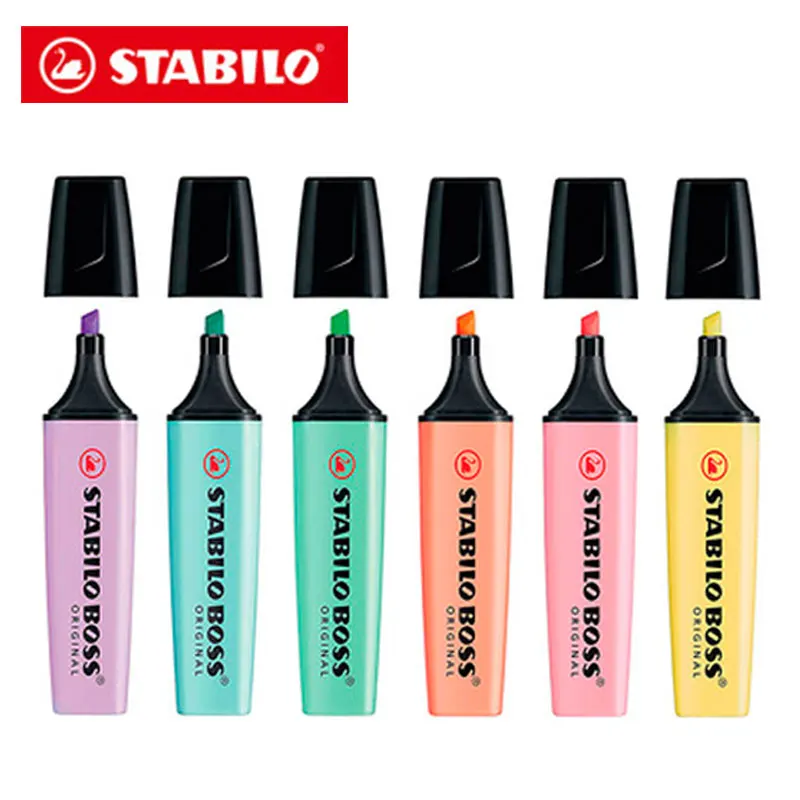

6pcs/lot STABILO Boss Highlight Pen Macaron Series Student Candy Colors Highlights Cute Colored Pencils