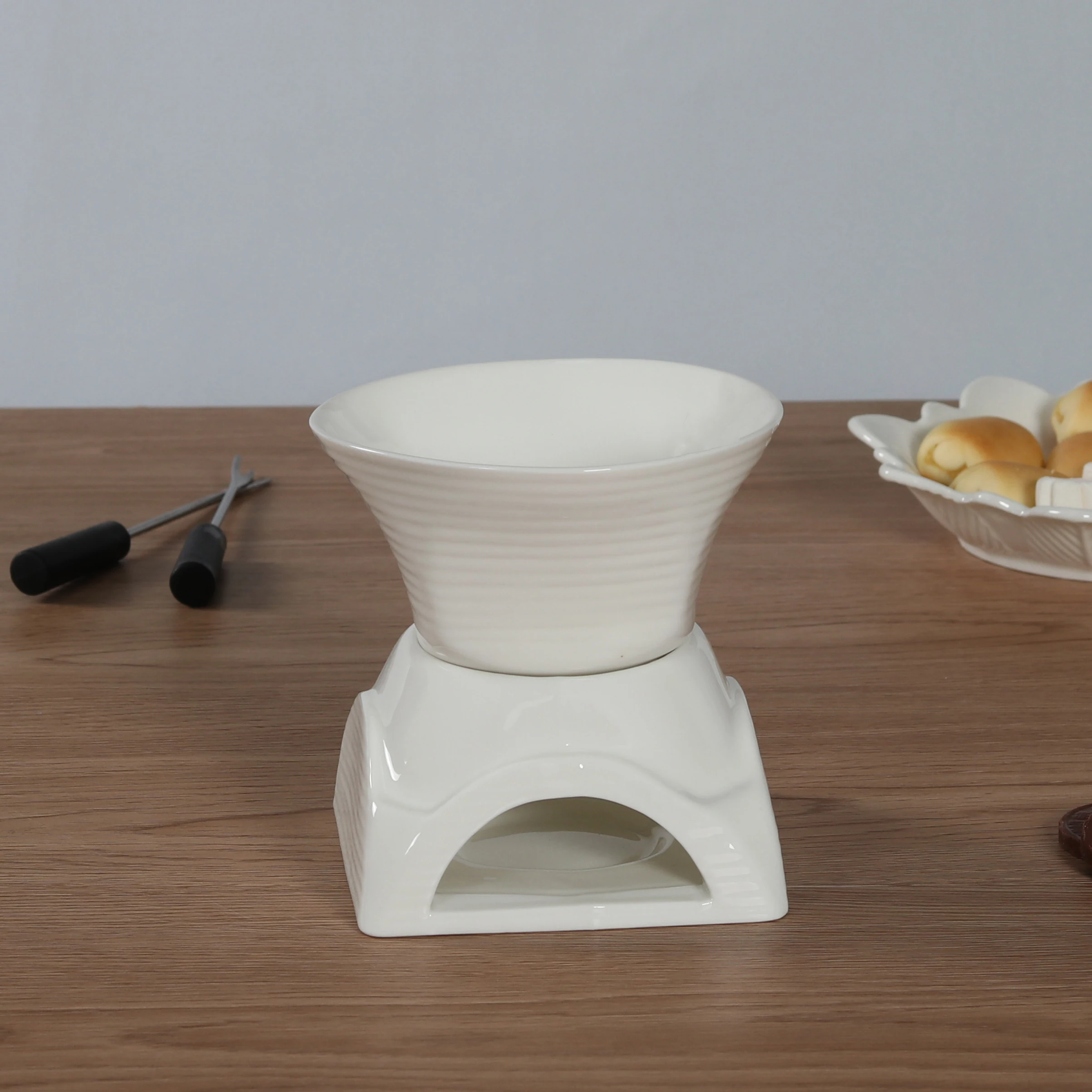 Белый керамический горшок для фондю шоколада и плавления сыра|white chocolate|pot