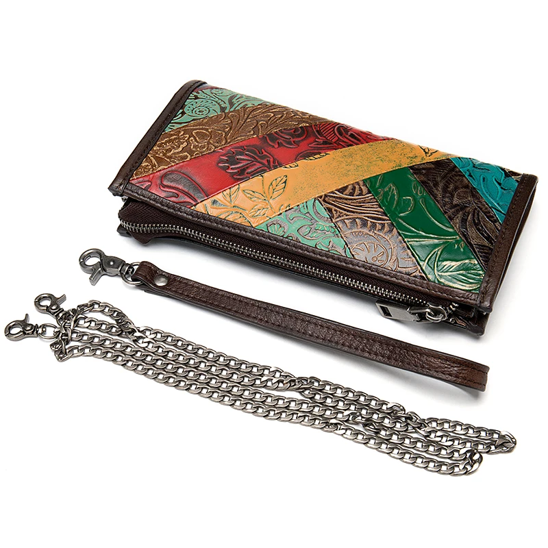 

Patchwork Women Wallet Genuine Leather Womens's Purse For Women Clutch Bags Long Female Wallets Leather Money Purses Female