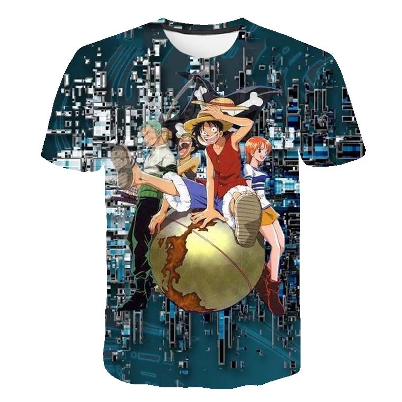 

2021 Summer Novelty T-Shirt Cool Children Baby Kids Boy and Girl Clothes Breathable Pirate King Cartoon 3D Short Sleeved Fashion