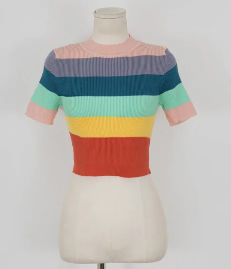 Верхняя одежда без подкладки для покрытия футболка в суперрадужную полоску