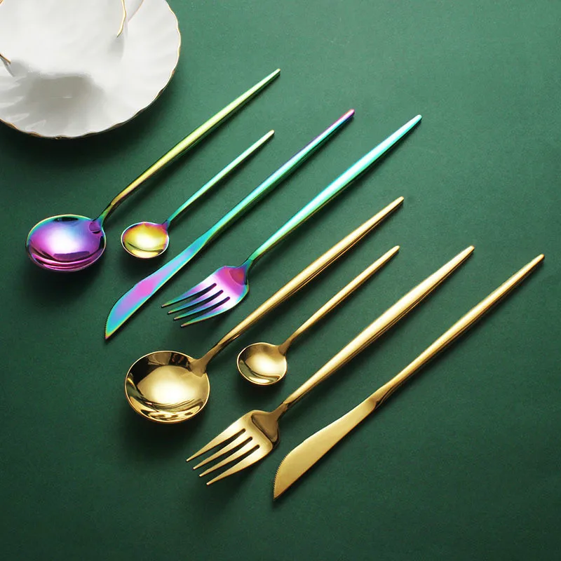 Португальские столовые приборы из нержавеющей стали 304 яркий Западный