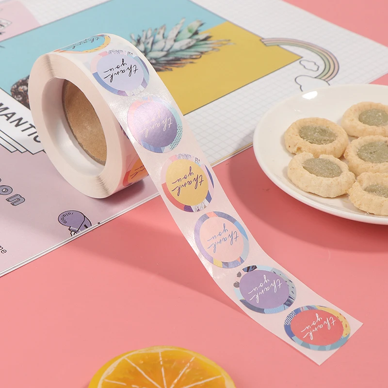 High Quality Stickers With Patterns 500 stickers/roll Colorful Thank You Taste Order Wedding Envelope Seals Diy Gifts |