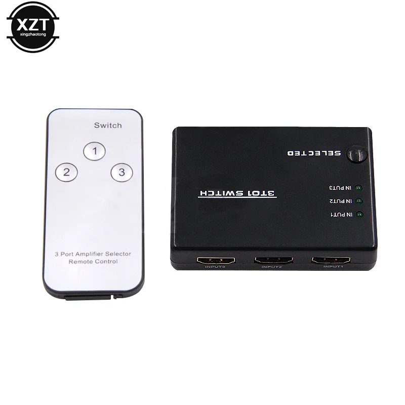 3 Port HDMI-compatible Switcher Video Selector Splitter Hub IR Remote Controller For PS3 DVD 360 Xbox | Электроника
