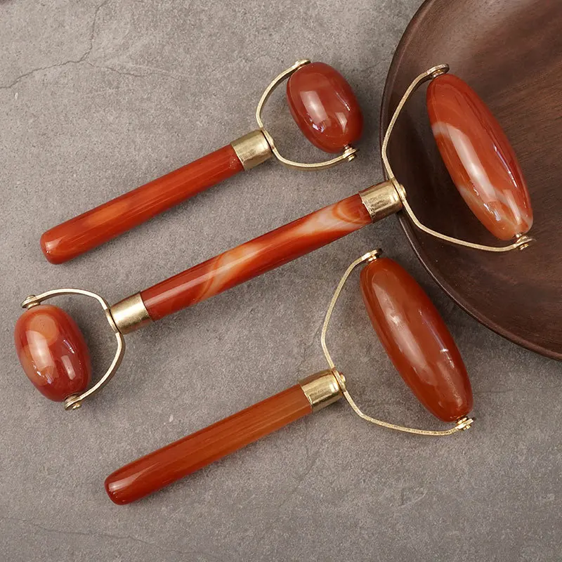 

Natural Crystal Agate Jade Roller Face Massager Facial Lifting Slimming Remove Wrinkles Muscle Relaxing Skin Beauty Care Tool