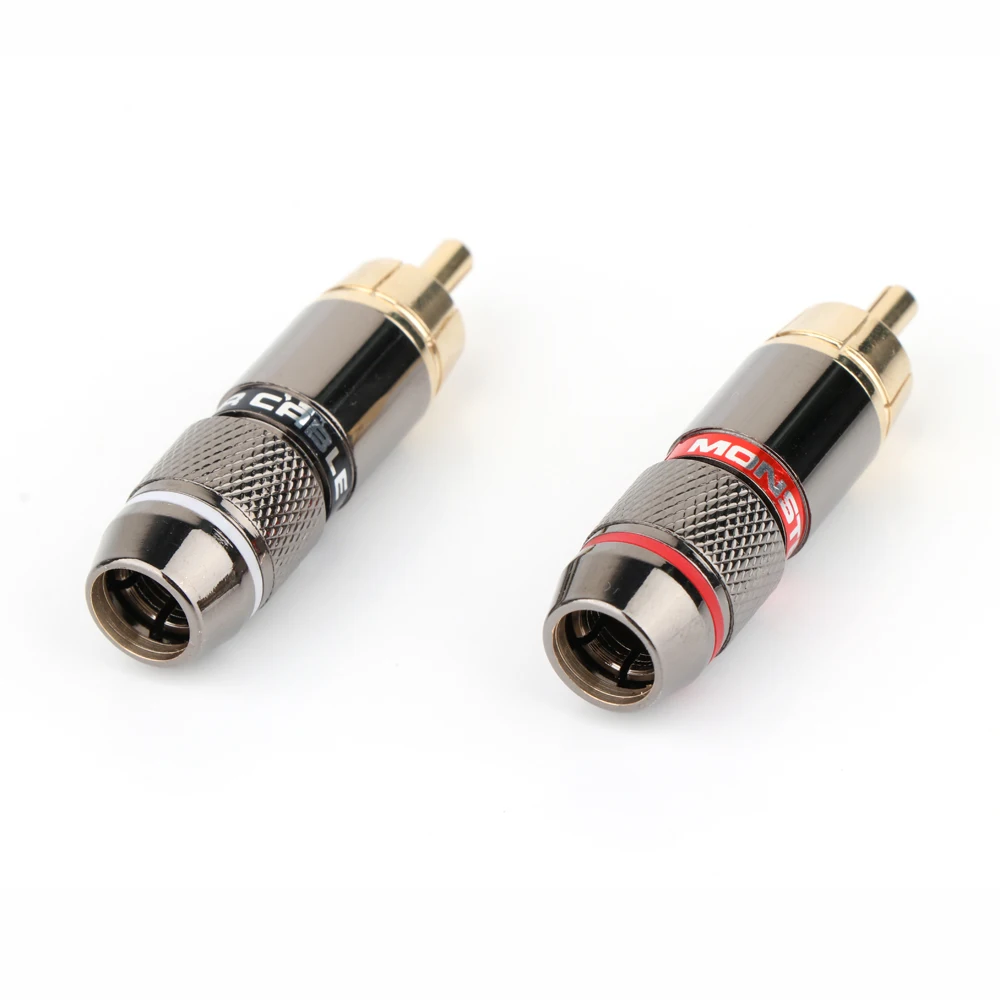 Hifi 8 шт RCA штекер позолоченный 6 мм Мужской Двойной самоблокирующийся Лотос