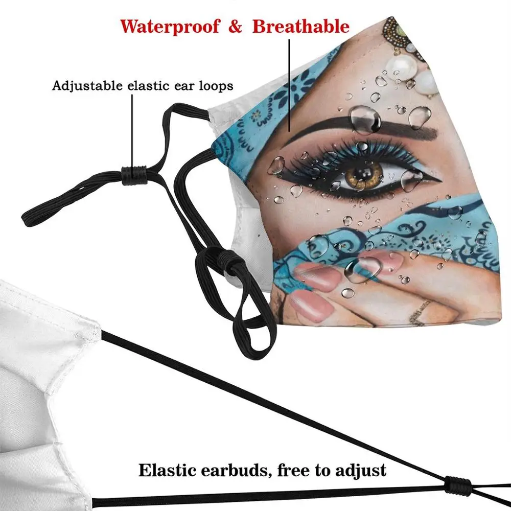 Маска для рта многоразовая мужчин и женщин фильтр детей бирюзовый хиджаб в