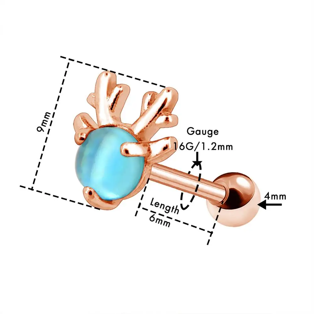 Body Punk 16g Cute Christmas Reindeer Cartilage Earring Red Enamel Tragus Helix Stud Conch Rings Piercing | Украшения и