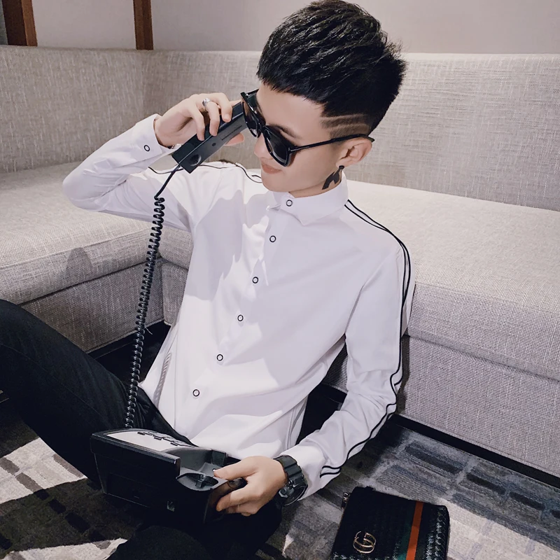 

High Quality Brand Shirts Men Solid Color Long Sleeve Casual Dress Shirt Slim Fit Business Night Club Party Blusa Chemise Homme