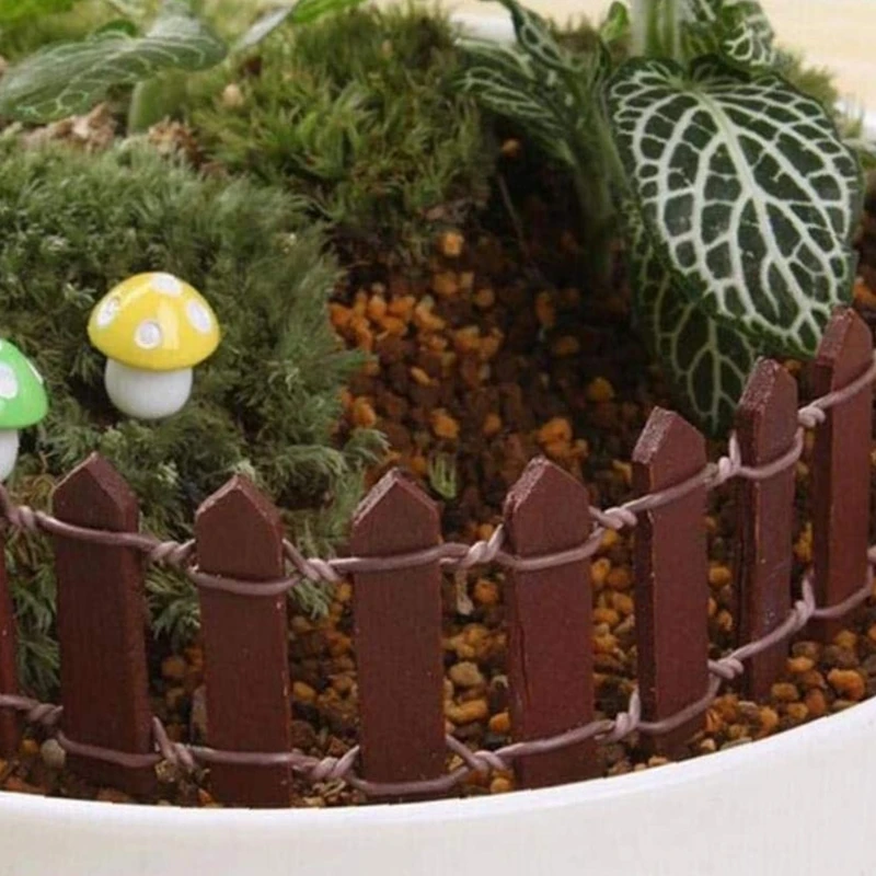 

3 Pcs 90x5cm Mini Wooden Fences for Miniature Fairy Garden Ornament Small Wood Picket Fence DIY Craft Micro Landscaping