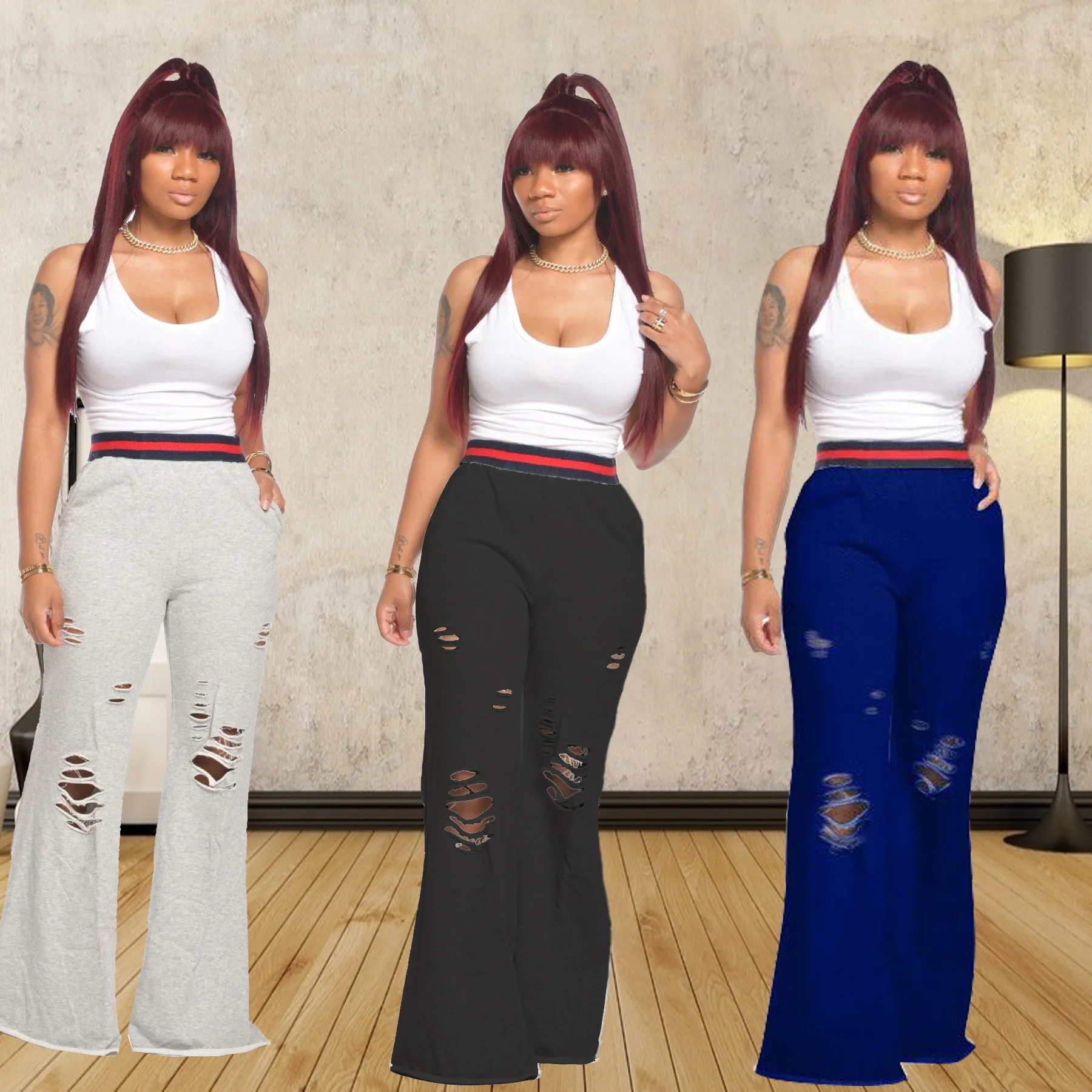 

Длинные широкие брюки-клеш, спортивные штаны, джоггеры, брюки для женщин, ретро штаны с колокольчиками, повседневные Винтажные эластичные спортивные брюки с высокой талией для девочек