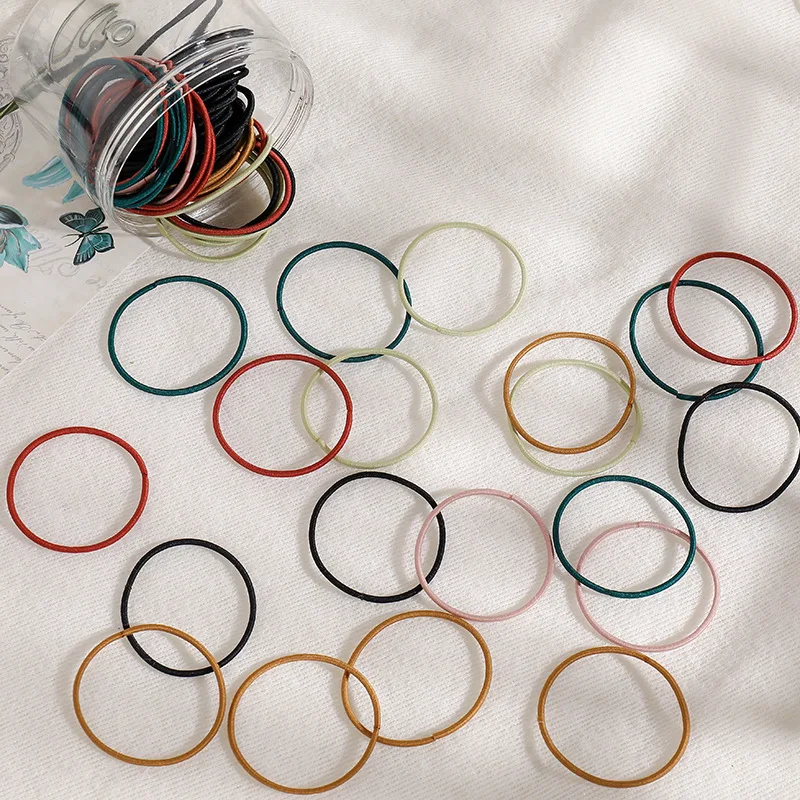 Новинка 100 шт./компл. цветные базовые эластичные резинки для волос женщин и