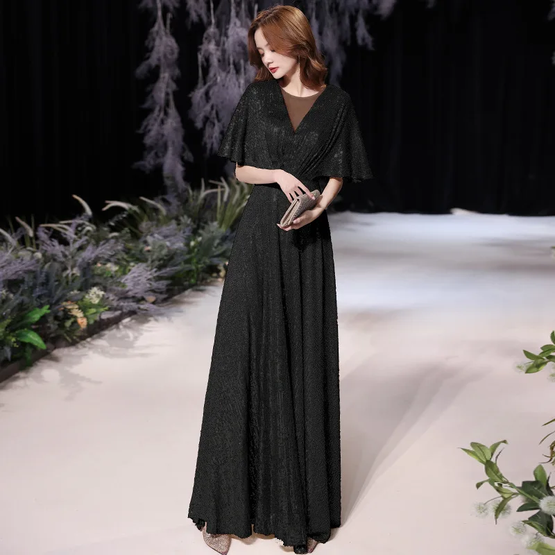 

YILINHANEvening Dress Long Pagoda Sleeve Sequin Formal Dress V-neck Party Prom Dress High-Waist Elegant Robe De Soiree Champagne