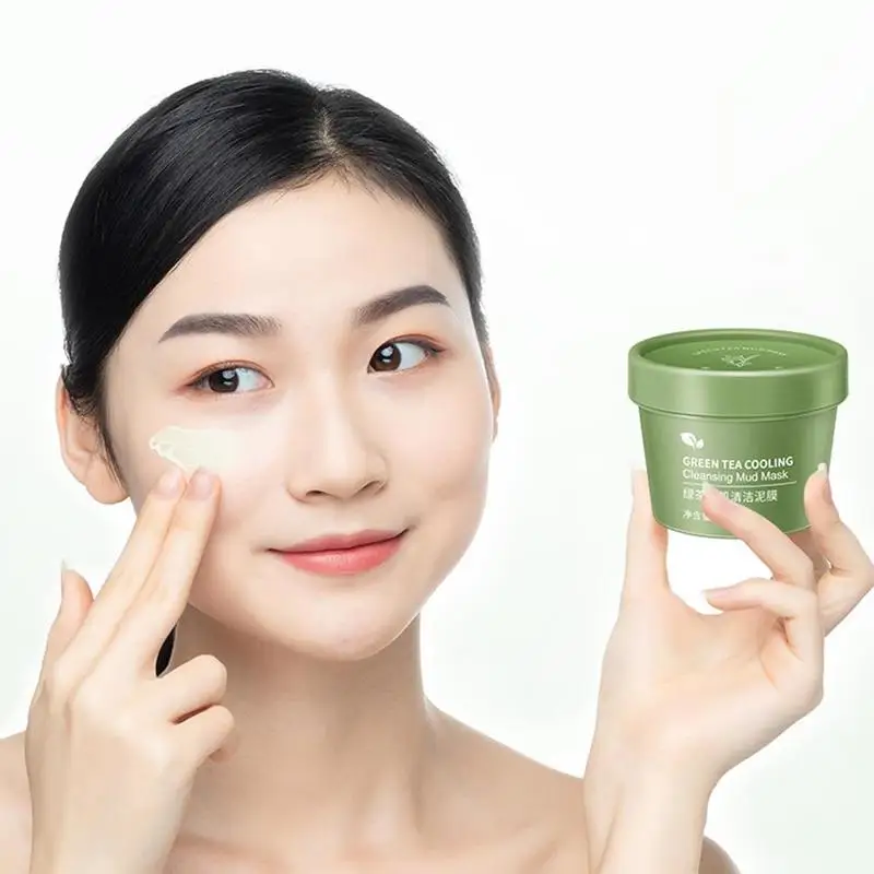 Hot Green Tea Ice Muscle Mud Mask Anti-Acne Face Cream Pores Removal Shrink Acne Care Scar Essence Skin Cream Blackheads N9A9