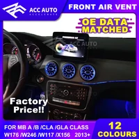 Free Shipping  LED Front Air Vent Illuminated 12 Colors For mercedez A Class W176 Car Interior Accessory Turbine Air Outlet