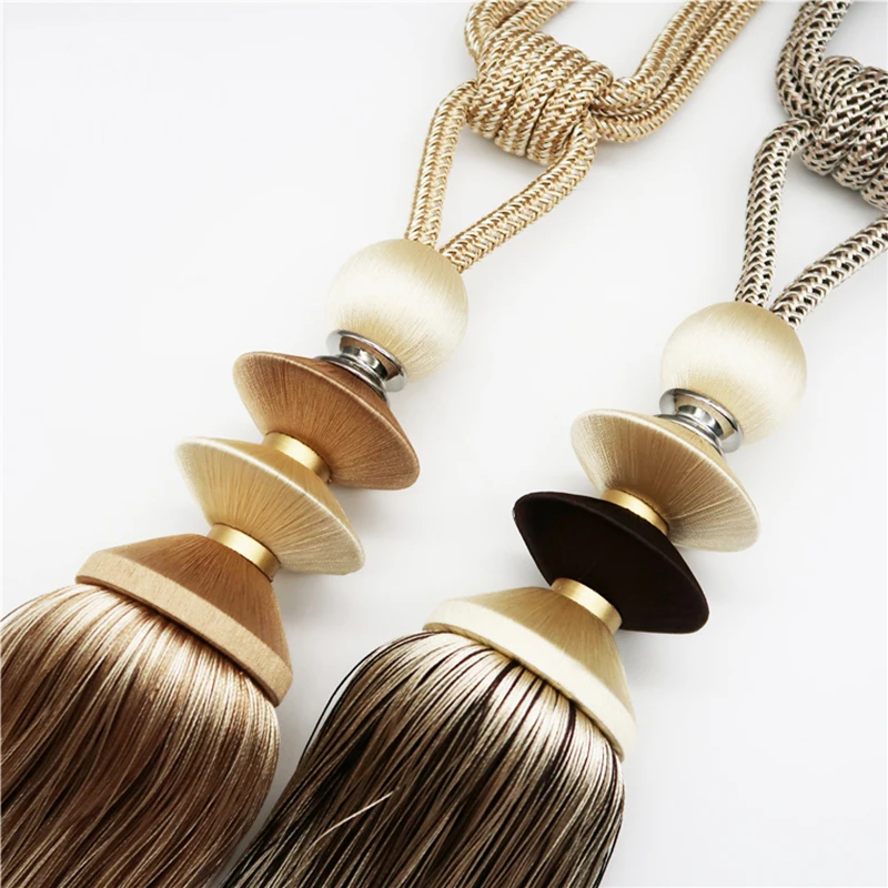 

Curtain Straps Europe Luxury Bandage for Curtain Tieback Wall Rope Tassels Hanging Ball Solid Curtain Accessories S054#C