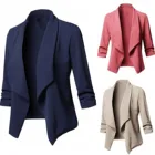 Женский блейзер, короткое пальто, Женский Осенний офисный черный блейзер, женские элегантные пальто с длинным рукавом, 2021