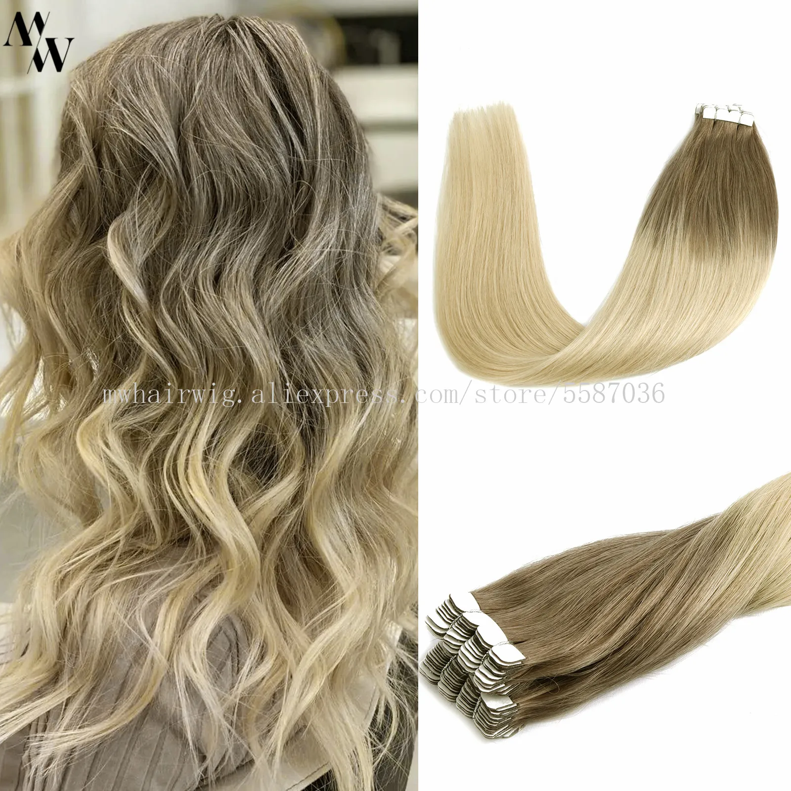 

MW Mini Tape In Human Hair Extensions Invisible Seamless Skin Weft Straight Hair Machine Remy 12 inch 100% Natural Real Hair