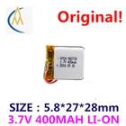 Литий-ионный полимерный аккумулятор 582728 400 мАч, 3,7 в, светодиодный аккумулятор для телефонов и часов, аккумуляторная батарея для игрушек