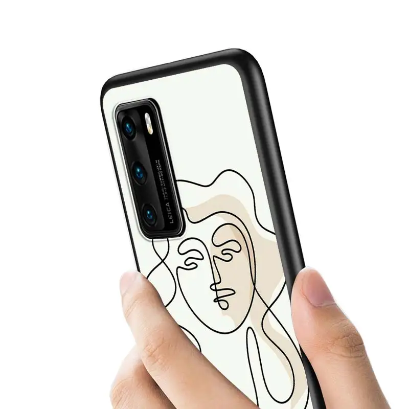 

Hot Minimalist Face artwork sketch Style for Huawei P40 P30 P20 Pro P10 P9 P8 Lite E Pro P Smart Z Plus 2020 2019 Phone Case