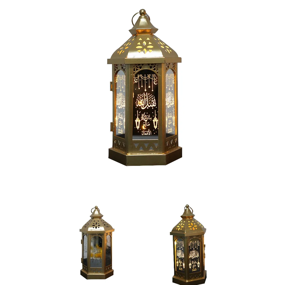 

Ramadan Home 28CM LED LightsTower Mosque Lantern Eid Mubarak Islamic Festival Lamp Decoration Iron Crafts Desktop Eid Decoration
