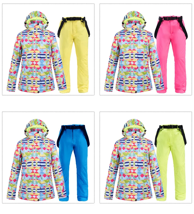 Новый толстый теплый лыжный костюм для женщин водонепроницаемый ветрозащитный и