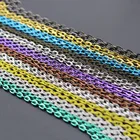 Цепочка металлическая позолоченная серебристая, 5 метров, 2 х3, 3 х4 мм