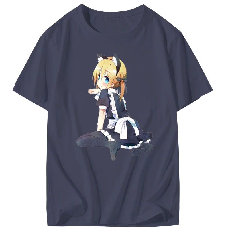 anime shirt Neko Waifu Ahegao Girl T-shirt otaku Senpai Nerdy comics Harajuku cat Japanese manga pop | Мужская одежда
