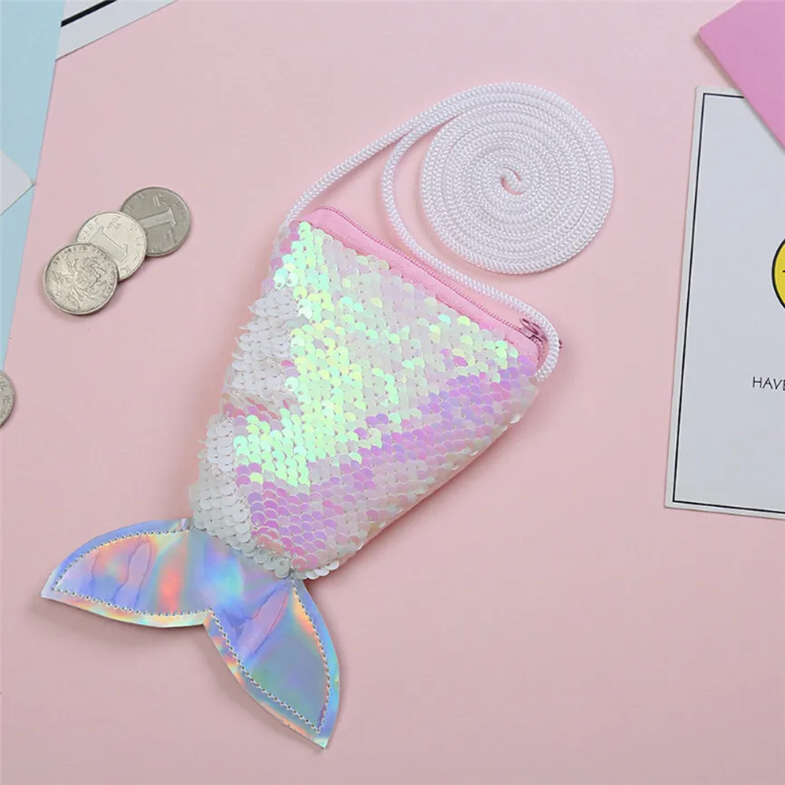 Small Coin Purses Sequins Handbags Children Zipper Panelled Fish Shape Wallets Cute Pouch Key Packet Handbag Women Girls 2019 A2 | Багаж и