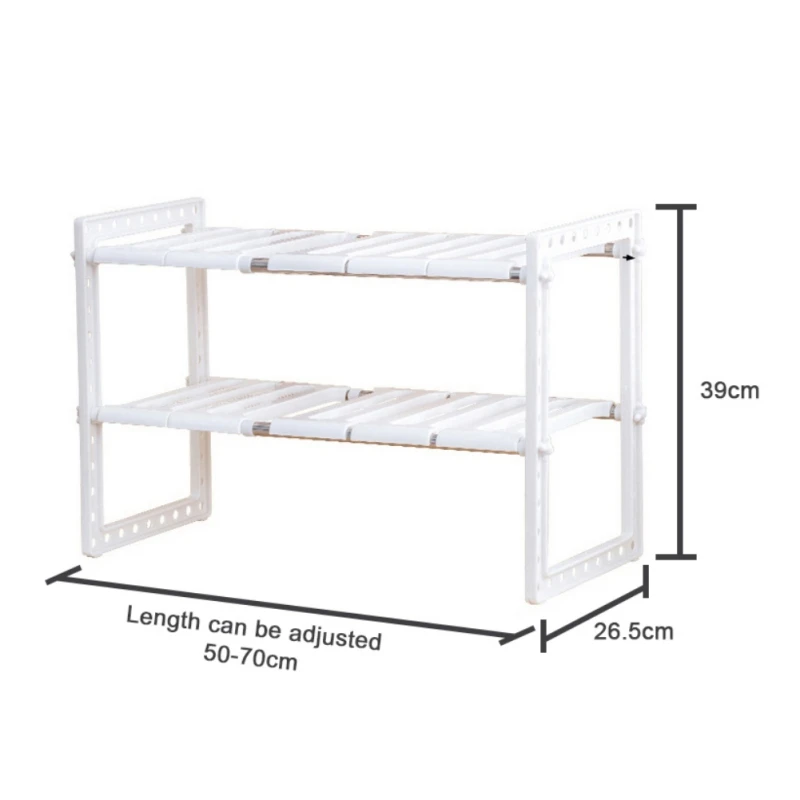 

Adjustable Extendable Double Layer Dishes Storage Rack Holder Kitchen Shelf Organiser Floor Type Under Sink Multifunction Stain