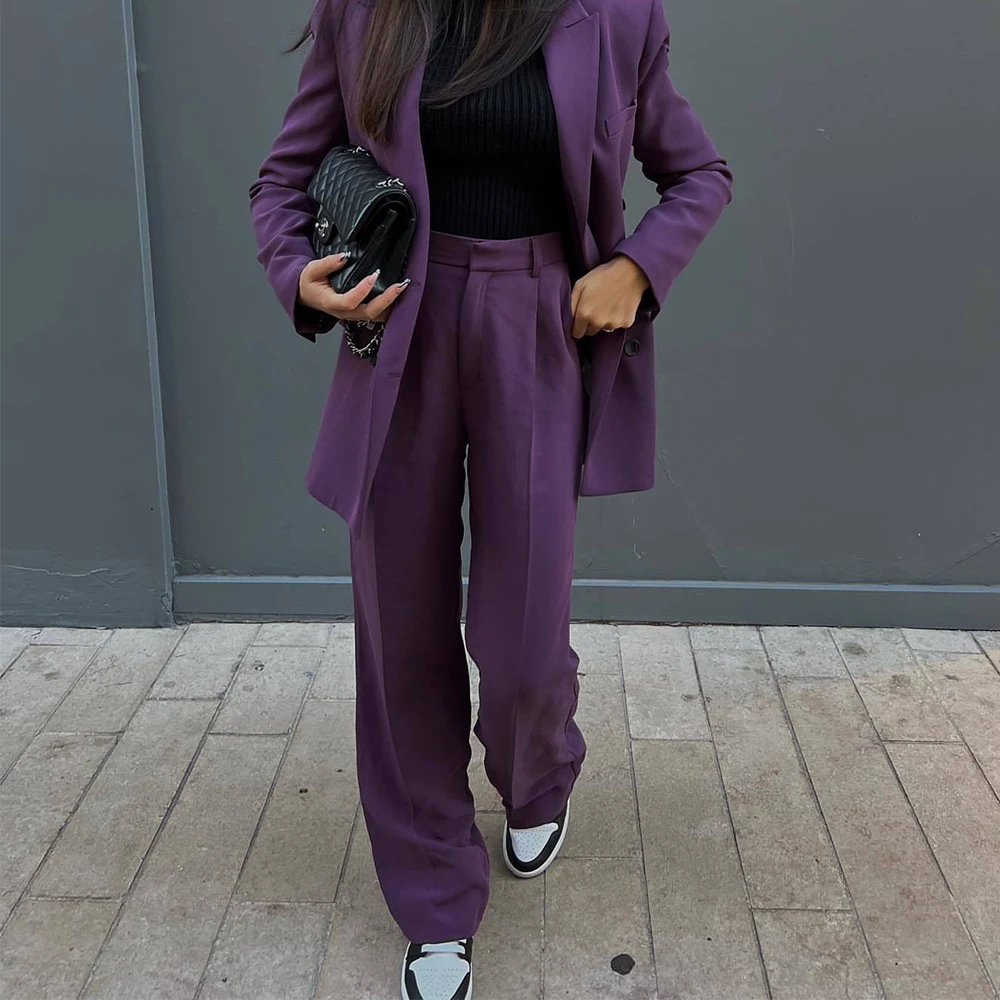 

Za New Women Fashion Full Length Masculine Trousers High-waist Straight-leg Zip Fly and Metal Hook Chic Lady Woman Loose Pants