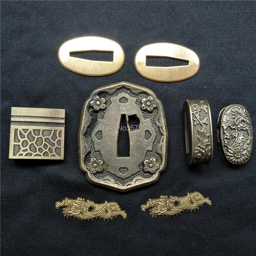 Военные фитинги из сплава японская катана меч вакидзаси аксессуары DIY TSUBA + FUCHI