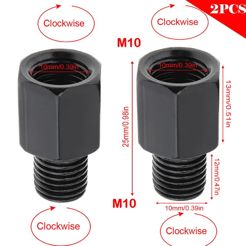 

Адаптер для зеркала заднего вида M8 M10 10 мм 8 мм, универсальный черный металлический болт-адаптер для мотоцикла или мотоцикла, 2 шт.