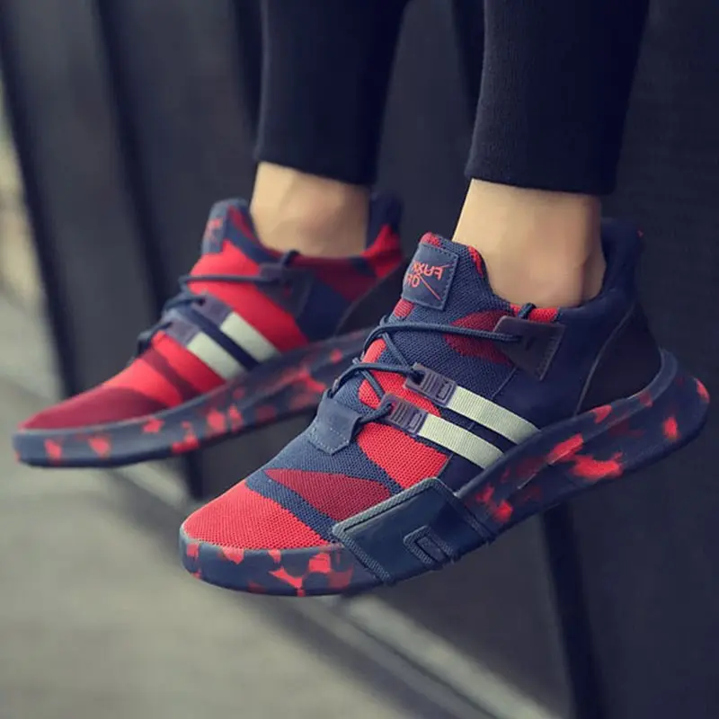 Кроссовки мужские сетчатые камуфляжные Повседневные Дышащие на шнуровке для