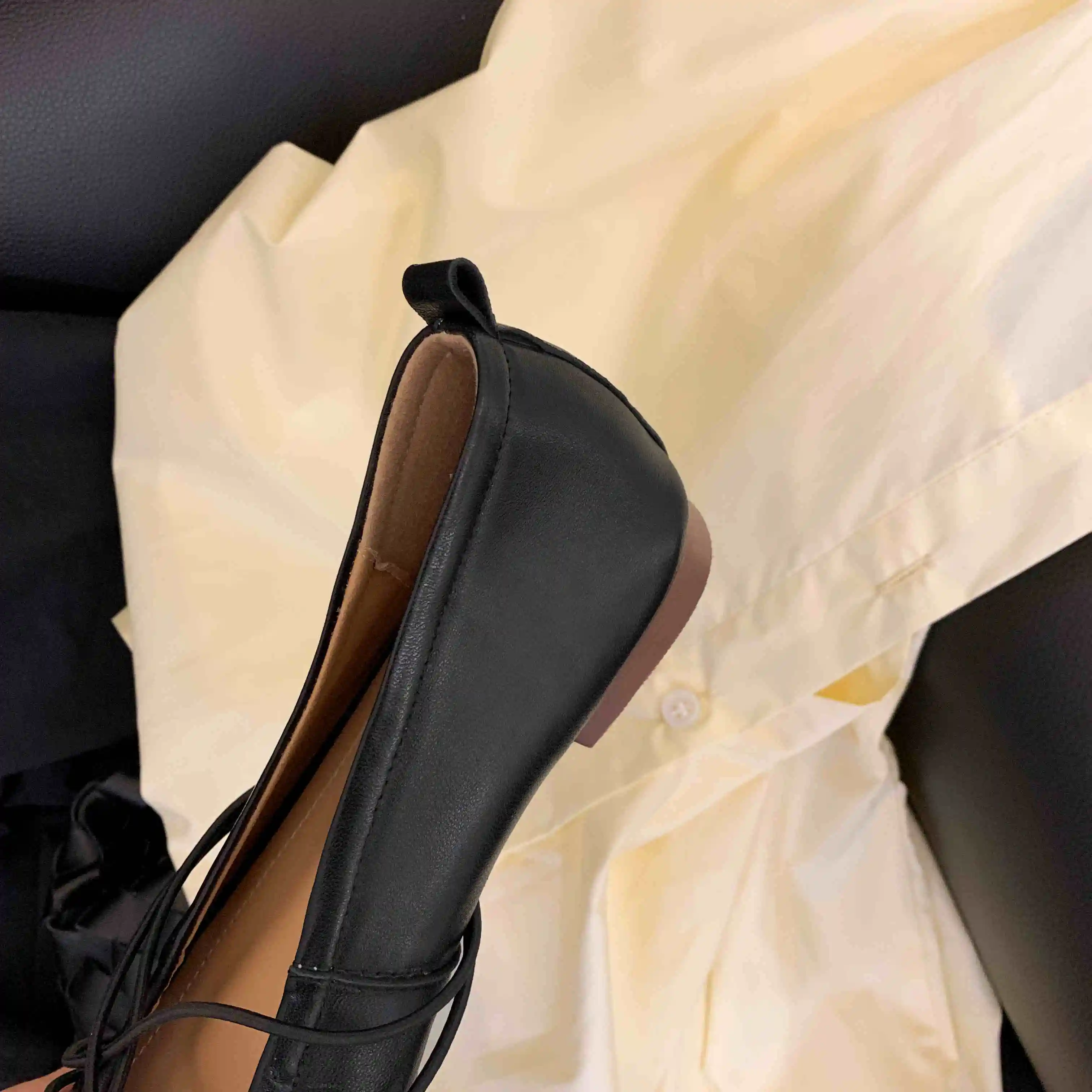 

Krazing pot leisure full grain leather high quality recommend autumn shoes square toe slip on young lady women ballet flats L85