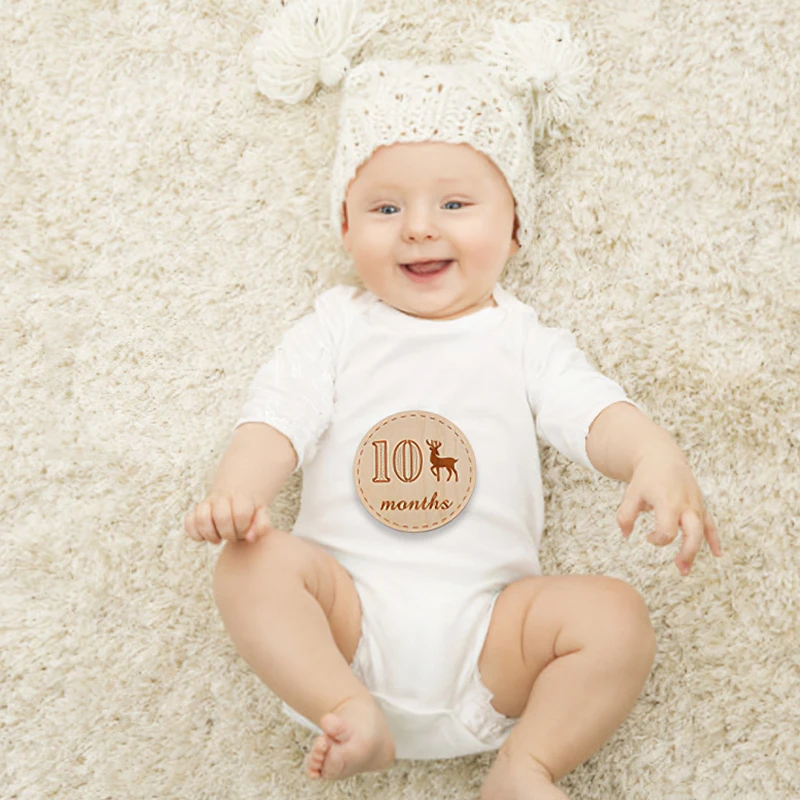 

Baby Milestone Block Baby Monthly Newborn Commemorative Card Newborn Birth Month Birthday Baby Kids Photography Props Toy