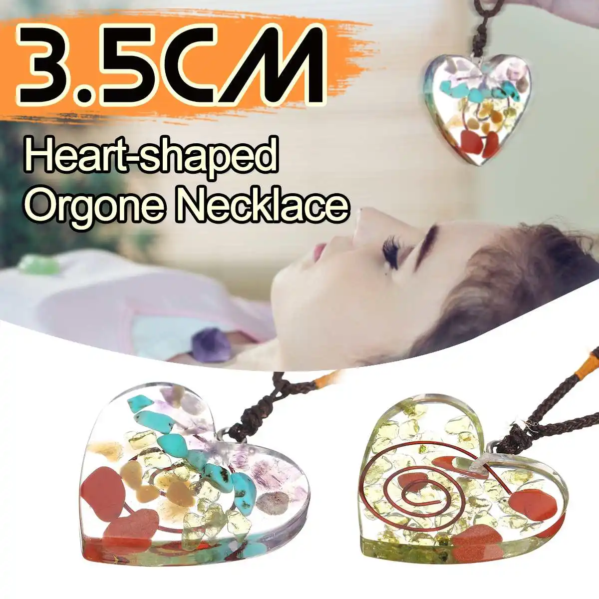 3,5 см в форме сердца Orgone ожерелье красивая энергия рейки заряженный камень крови Кристалл Камень Рождественский подарок