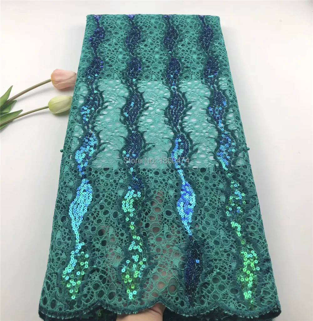 

Latest African Sequence Lace Fabric 2019 High Quality Nigerian French Net With Sequins/Beaded Embroidery Tulle Lace For Dress HS
