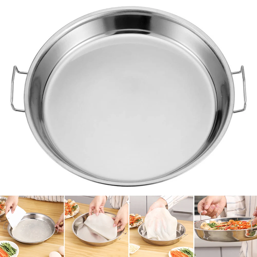 

Stainless Steel Pan Cold Noodle Making Tools Steamed Rice Tray Cake Dish for Home Kitchen SEC88