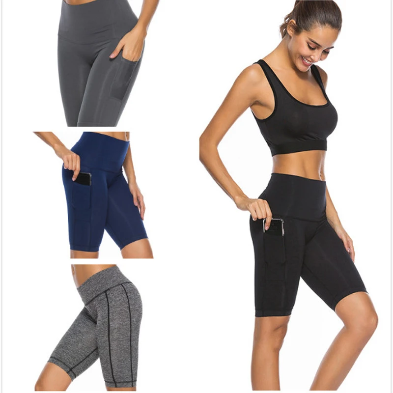 Бесшовные шорты однотонные спортивные короткие леггинсы для фитнеса женские