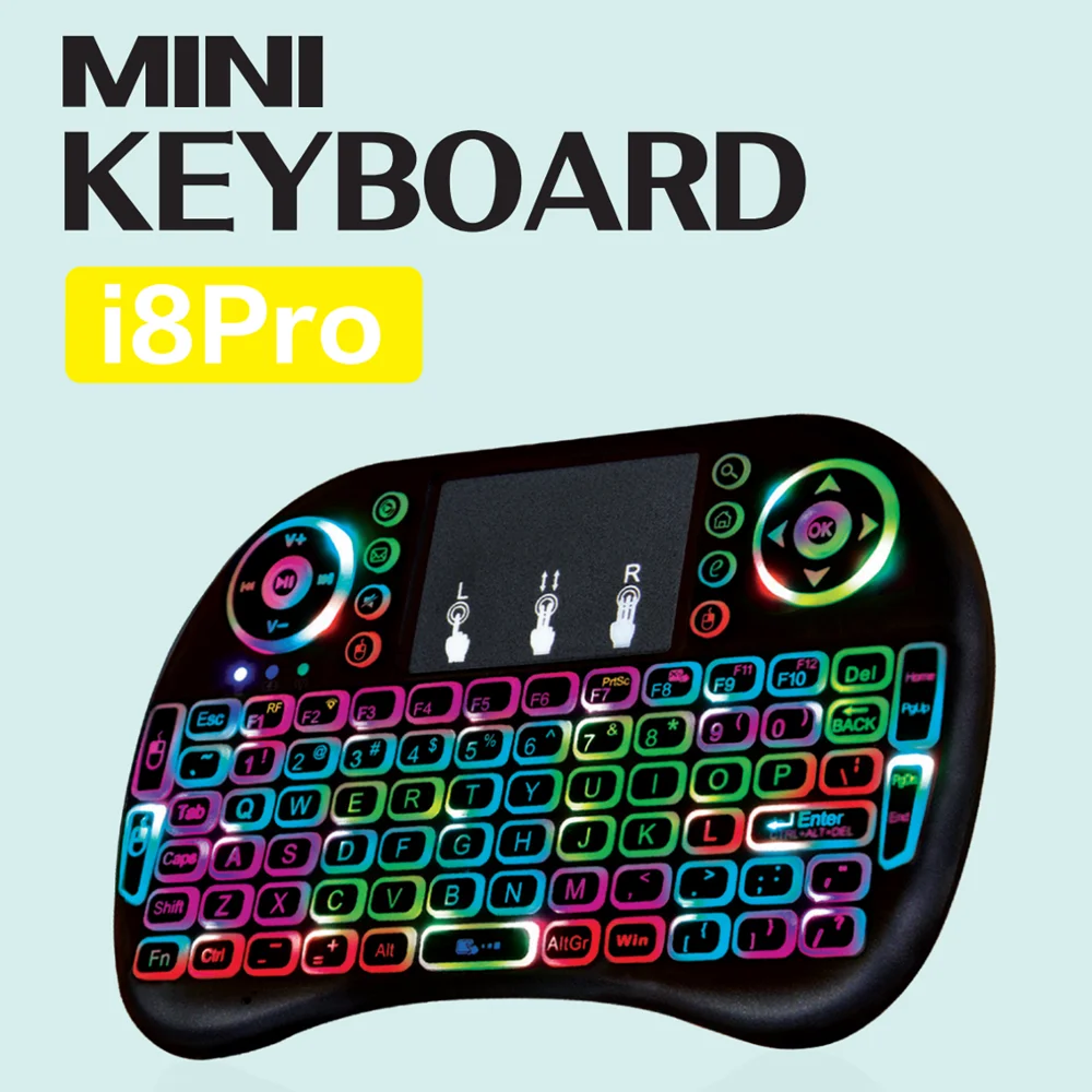 Беспроводная клавиатура Air Mouse i8 2 4 ГГц с тачпадом 3 цвета подсветки | Электроника
