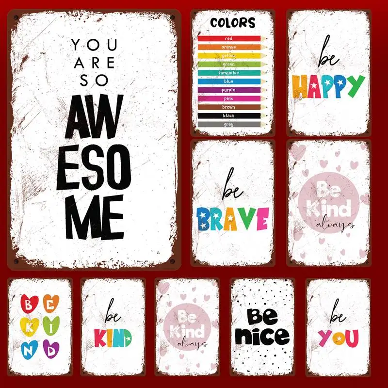 

Be You Nursery Rainbow Kids Quote Nursery Quote Colourful Kids Tattoo Parlor Retro Tin Metal Sign Vintage Wall Decor