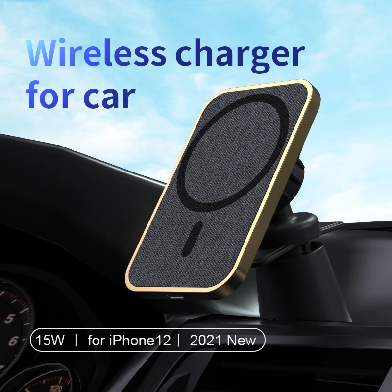 

Магнитное автомобильное зарядное устройство для iPhone 12 Pro Max 12 Mini Magsafe, держатель-подставка 2 в 1 для быстрой беспроводной зарядки с вентиляцио...