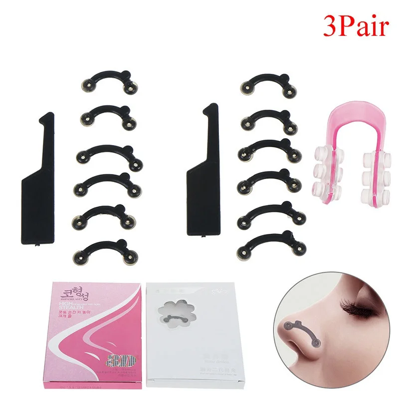 Corrector Massage Tool Shaper Bridge Straightening Nose Up Lifting Shaping Clip Clipper Beauty Nose Clip No Pain 3 Size 6Pcs/Set