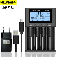 new liitokala lii m4 18650 charger lcd display universal smart charger test capacity for 3 7v 26650 18650 21700 aa aaa etc 4slot